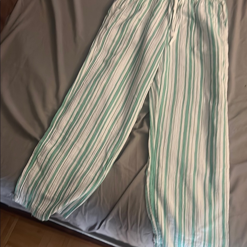 Aritzia sail  White & Mint Striped Lounge Pants